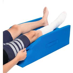 Fanwer Leg Elevation Pillows for After Surgery, Injuries, or Rest, Single Leg Wedge Pillow After Knee Replacement, Leg Support Pillows with 2 Handles, Washable Cover, Blue