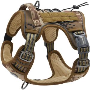 AUROTH Tactical Dog Harness for Small Medium Dogs No Pull Adjustable Pet Harness Reflective K9 Working Training Easy Control Pet Vest Military Service Dog Harnesses Desert Camo S (S(Neck:14-21",Chest:20-31"),18-35 lbs)