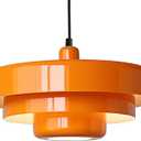 Mid Century Pendant Light Fixtures Orange Ceiling Pendant Lighting 3-Layer Metal Shade Design Vintage Hanging Light Flush Mount Light for Kitchen Island Dining Table Hallway (Orange)