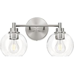 VONLUCE Bathroom Light Fixtures, 2-Light Vanity Lights with Globe Glass Shades E26 Sockets, Bathroom Lights Over Mirror for Bedroom Hallway Living Room, Brushed Nickel Finish, ETL Certificated