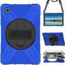 Case for Samsung Galaxy Tab A7 Lite 8.7 2021 (SMT220/T225/T227),Portable Heavy Duty Dropproof Protective Cover Case with 360 Rotating Stand,Handle & Shoulder Strap,Stylus Pen (New Blue)
