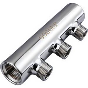 304 Stainless Steel 3-Port Manifold Splitter 3 ways 25 Bar Pressure Rated for Drinking Water, Oil/Gas, Brewery, Cooling Systems, Polished Open