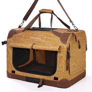 Petseek Extra Large Cat Carrier Soft Sided, Portable Small Dog Carrier for 2 Cats, 24"x16.5"x16" Car Travel Folding Comfortable Design, Yellow