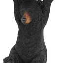 American Black Bear Side Table Pedestal End Table Stool Resin Bear Statue Hand Painted Sculpture Home Office Living Room Decor