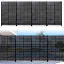 Privacy Screen Outdoor 72" H47" W Freestanding Privacy Panel with Stand, HDPE Decorative Privacy Fence with Louver Pattern, Patio Divider Screen, Privacy Screens for Outside (Black-6 Panel)