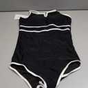 AMAWMW Girls Swimsuit V-Neck Cutout Bathing Suit Color Block Adjustable Straps One Piece Swimwear for Teens (13-14 Years, Black)