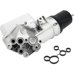 2.5L Aluminum Oil Filter Base Housing Assembly W/Oil Cooler Compatible with Audi TT RS Quattro 12-13 VW Beetle Golf Jetta Passat 05-14 07K115397D 07K115397A