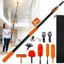 Light Bulb Changer for High Ceilings, 12FT Pole 20FT Reach, 10-Piece Kit-Orange