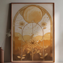 Flower Moon Art Print, Vintage Floral Illustration, Boho Bedroom Decor, Hippie Wall Art Print