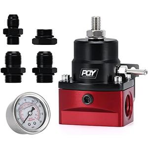 PQY Fuel Pressure Regulator AN8 Feed & AN6 Return Line + 0-160PSI Gauge Set Black+Red PQY Fuel Pressure Regulator AN8 Feed & AN6 Return Line + 0-160PSI Gauge Set Black+Red