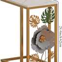 Gold C Shape End Table,Metal C Side Table for Couch,Living Room, 18.9 x 12.6 x 24.21 inches