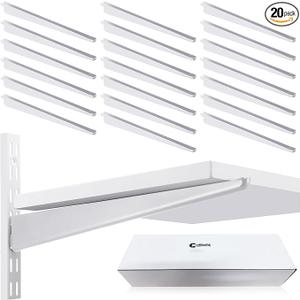 7 Pcs Adjustable Shelf Brackets for Double Track System Closet Organization Heavy Duty Wire Shelf Brackets(White,14.5 Inch)