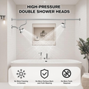 Dual Shower Head for Couples, High Pressure Double Shower Heads for Two People Rod, Two Showerhead System with 3 Spray Settings Fit 2 Person Bathroom, Birthday Gifts for Women Men (Chrome)