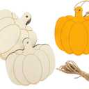 30 Pack 4 Inch Wood Pumpkins Cutouts Unfinished Wood Pumpkins Crafts Wooden Pumpkins Hanging Ornaments DIY Pumpkins Craft Gift Tags for Home Party Decoration Craft Project (Small)