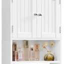 TEENFON Bathroom Wall Cabinet with Adjustable Shelves and Towel Rack, Wall Mounted Over the Toilet Storage Cabinet for Bathroom, Living Room, White UNGGX005W