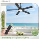 52'' Outdoor Ceiling Fan with Light, Black Gazebo Hanging Fans, Plug-in Ceiling Fans, IP65 Waterproof, 6-Speed DC Motor, Remote/APP Control, Dimmable 3CCT, Smart Ceiling Fans for Patio Porch Pavilion