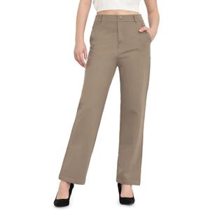 Balleay Art Women Straight Leg Dress Pants High Elastic Waisted Slacks Business Casual Work Office Trousers (S)