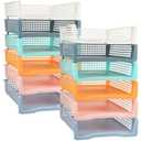 Weysat 12 Pcs Turn in Trays, Classroom Paper Tray, Pastel, Narrow