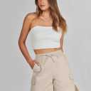 ANRABESS Women Cargo Shorts Summer High Waist Hiking Shorts (Beige, XL)