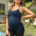 ATTRACO Women's Maternity Tank Tops with Built in Bra Seamless Y Back Side Ruched Pregnancy Tank Top (Blue, L)