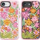 for iPhone 16E Case Cute - Compatible with Magsafe - Durable Shockproof 6.6 ft Drop Impact Phone Case - Funny Passion Flower Design (6.1") Glitter Pink