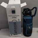 40 oz Insulated Water Bottle | Thickened Stainless Steel Vacuum Metal | Portable Sports Water Jug for Gym and Hiking with Straw, Carrier Bag, Handle Strap | BPA-Free 40 oz, Indigo/Black