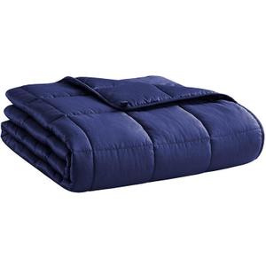 L'AGRATY Weighted Blanket - 60"x80" 20lbs Cooling Breathable Heavy Blanket Microfiber Material with Glass Beads for Adult All-Season Summer Fall Winter Soft Thick Comfort (03-navy Blue)