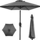 Patio Kingdom 11FT Solar Patio Umbrella with Lights, Outdoor Table Market Umbrella with 32 LED Lights, 8 Sturdy Ribs, Smooth Crank Lift for Pool, Deck and Garden, UV-Resistant, Gray