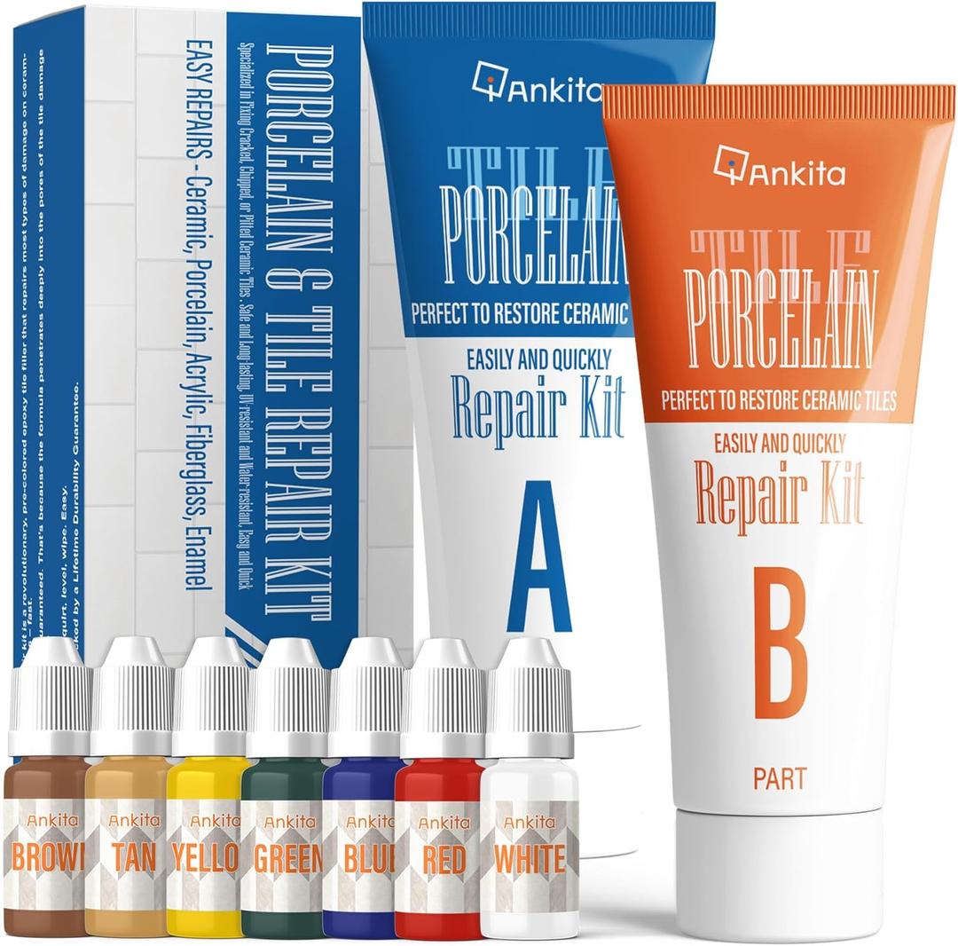 Tile Repair Kit, Ceramic Tile Repair Kit for Chips & Crack (Color Match), Porcelain Tile Chip Repair Kit with Super Strong Adhesion, Floor Tile Crack Repair Filler for Chips, Holes on Ceramic