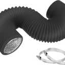 6 Inch 8 Feet Dryer Vent Hose,Flexible Insulated Air Ducting,Vent Hose PVC Aluminum Foil with 2 Clamps for HVAC Ventilation(Black)