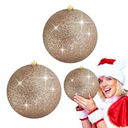 2Pack 8" Large Christmas Balls Christmas Tree Decoration Ornaments Glitter Christmas Hanging Balls for Christmas Tree Party Wedding Indoor Outdoor Holiday Decoration(Champagne Gold, 8inch-2pcs) 