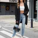 VIMPUNEC Womens Fall Long Cardigan Sweaters Cable Knit Jackets Open Front Outwear Coats with Pockets (Black, XL)