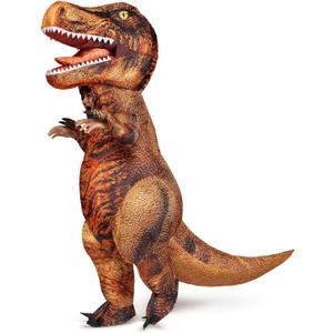 Spooktacular Creations Kids Inflatable Costume, Full Body Realistic T-rex Blow Up Costumes, Brown Dinosaur, Funny Halloween Inflatable Suit for Halloween Dress Up Parties