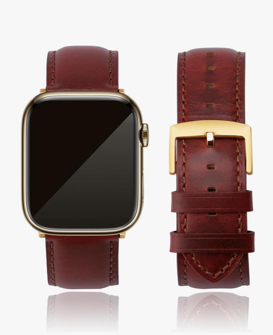 Leather Watch Bands Compatible with Apple Watch 20mm, Top Grain Genuine Leather Replacement Straps for iWatch Series 10 9 8 7 6 5 4 3 2 1 SE2/1 Ultra2/1