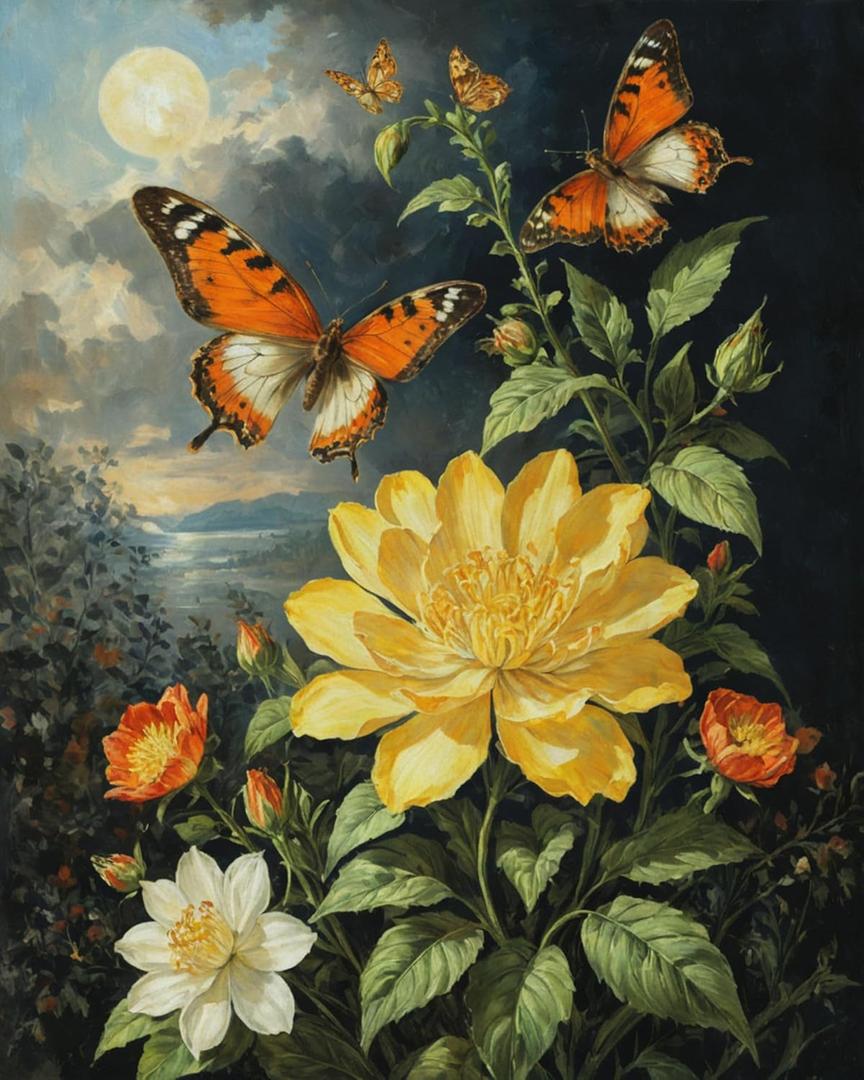 ldazao Butterfly Paint by Numbers Kit for Adults Flower Adult Paint by Number Kits Adults' Paint-by-Number Kits Canvas Painting Kit for Beginner Oil Painting Kits for Gift Home Wall Decor 16x20 Inch (SZ002)