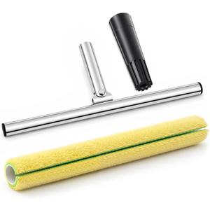 18 Inch T Bar Applicator for Coating Green Flocked Cotton Sleeve T Shaped Frame Floor Finish Tool Kit for Wood Surface Concrete Floors Finishing DIY Paint Sealant