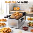 NEWBULIG Deep Fryer with Basket, 3 Liter Electric Deep Fryer with 1500W Power, Adjustable Temperature, Lid with Viewing Window for Fried Chicken, Shrimp, French Fries, Silver