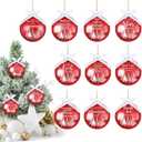 Yuxung 10 Pcs Christmas Appreciation Gifts for Coworker Employee Thank You Christmas Ornaments Bulk 3.15'' Hanging Glitter Ball with Ribbon Holiday Decorations for Staff Team Nurse Teacher (Red)