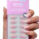 BTArtbox Press On Nails Short - Pink Ombre Almond Press On Nails with Glue for Women, Opaque Soft Gel Glue On Nails in 16 Sizes - 32 Stick On Nails Kit, Love Letter