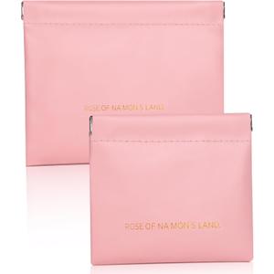 5 x Makeup Bag for Purse:GlorBrochas PU Leather Makeup Pouch Set Large & Small Portable Cosmetic Bags, Waterproof Squeeze Top Coin Purse,Travel Organizer for Makeup,Lipstick, Jewelry,Earbuds(Pink)