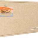 Bulletin Board, 36 x 24 Inches Felt Pin Board - Decorative Cork Alternative for Wall, 3' x 2' Foldable Picture Self-Adhesive Vision Prayer Board With 20 Pushpins - Beige Brown