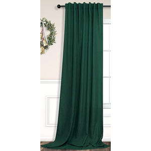 Dark Green Curtains 84 Inch Length for Bedroom 1 Panels Back Tab Pocket Hunter Green Drape Light Filtering Semi Sheer Linen Forest Emerald Green Curtain for Living Room Boho Christmas Decor 52x84 Long