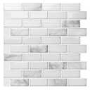 Art3d 10-Sheet Peel and Stick Backsplash Tile in White Marble, Self-Adhesive Wall Tiles Stick on Kitchen Laundry Room RV Renter - 12 x 12 Inch