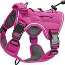 Heavy-Duty Tactical Dog Harness for Large Dogs, No Pull Adjustable Reflective Pet Vest with Molle System, K9 Military-Grade Control for Service Training, Outdoor & 10+ Breeds, Pink, Small