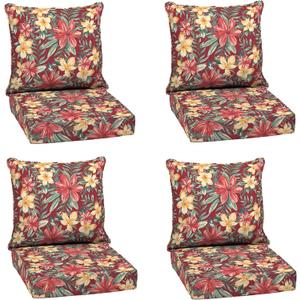 Arden Outdoor Deep Seat Cushion Set (4-Pack), 24 in x 24 in, Weather-Proof, Rain-Proof, Fade Resistant Patio Cushion for Chair, Sofa, and Couch Ruby Clarissa