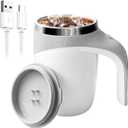 Self Stirring Coffee Mug, Electric Self Mixing Mug Automatic Magnetic Coffee Cup, Rechargeable 380ML Stainless Steel Cup for Milk Cocoa Tea Hot Chocolate (White)