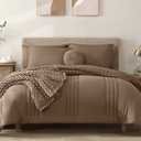 Monbix King Size Comforter Set - 7 Pieces Bed in a Bag King, Raw Umber Bedding Sets with Comforter, All Seasons Comforter Bed Set with Sheets, Pillowcases & Shams (King(102"X90"))