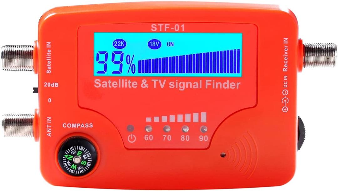 Digital Satellite Finder, Weytoll 2 in 1 Satellite and TV Signal Finder STF-01 TV Antenna Signal Strength Meter Signal Finding Meter with Compass Alarm Buzzer Digital Satellite Finder, Weytoll 2 in 1 Satellite and TV Signal Finder STF-01 TV Antenna Signal Strength Meter Signal Finding Meter with Compass Alarm Buzzer