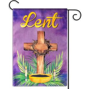 WATINC Lent Christian Garden Flag - 12 x 18 Inch Holy Week Religion Cross Holiday Farmhouse House Yard Flag for Ash Wednesday, Easter Seasonal Double Sided Outdoor Decoration for Porch Lawn (Purple)