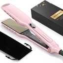 Wavytalk Wet to Straight Hair Straightener, Titanium 1.75 Inch Wide Vent Sesh Flat Iron for Damp or Dry Hair, Straightener with Dual Voltage Leave Silky Smooth Look, 20% Faster Styling, Pink